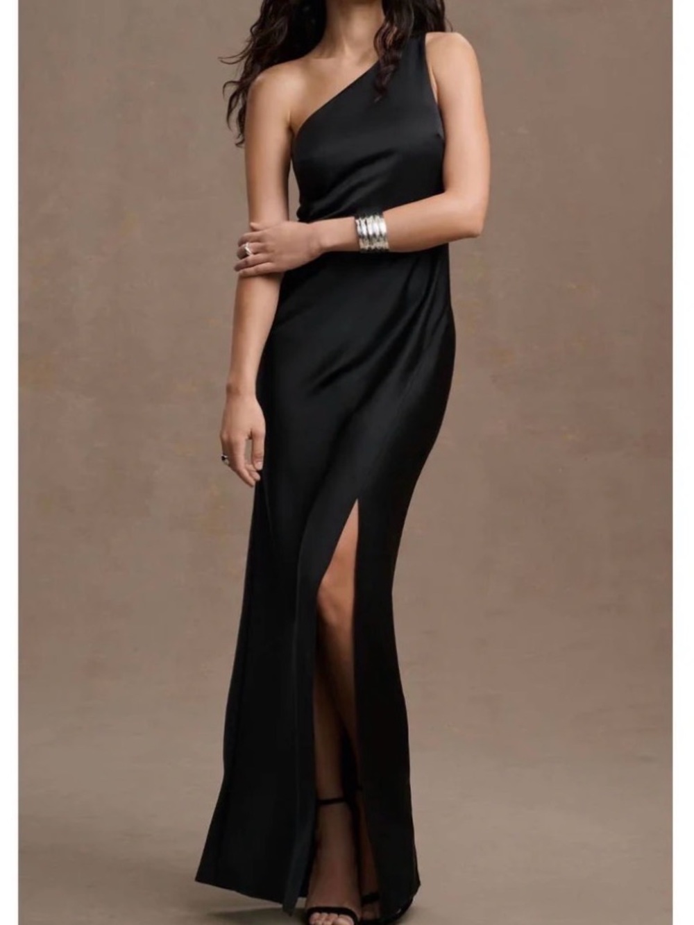 BHLDN Dylan Maxi Dress in Black Satin